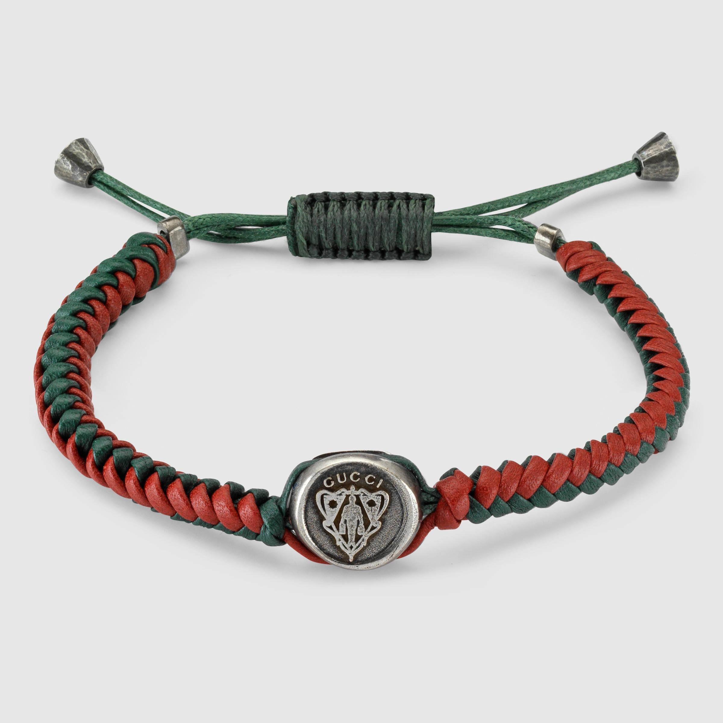 Lyst Gucci Woven Leather Bracelet In Red For Men 0082